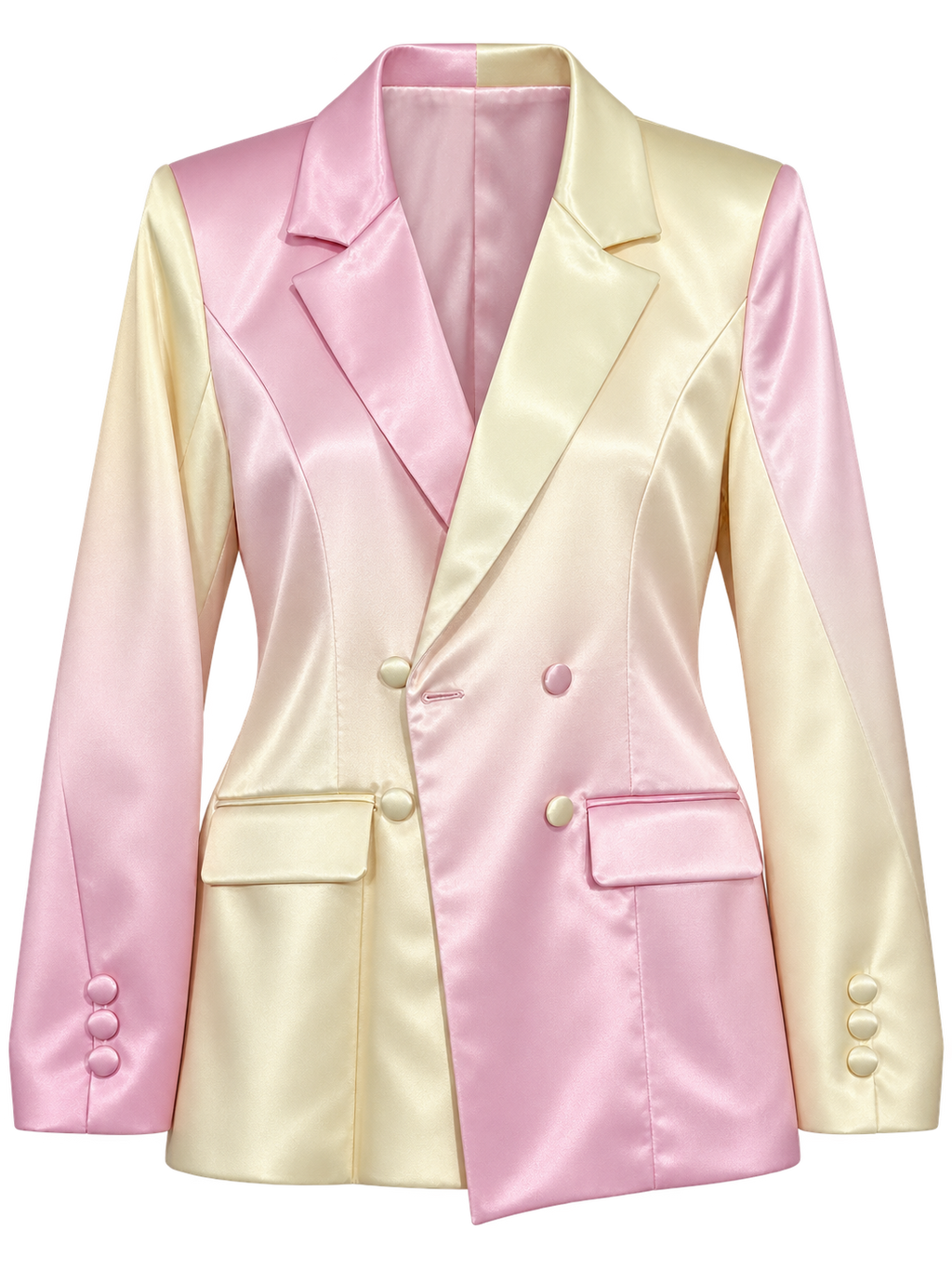 AK Cotto Candy Pink and Yellow Satin Blazer.   L
