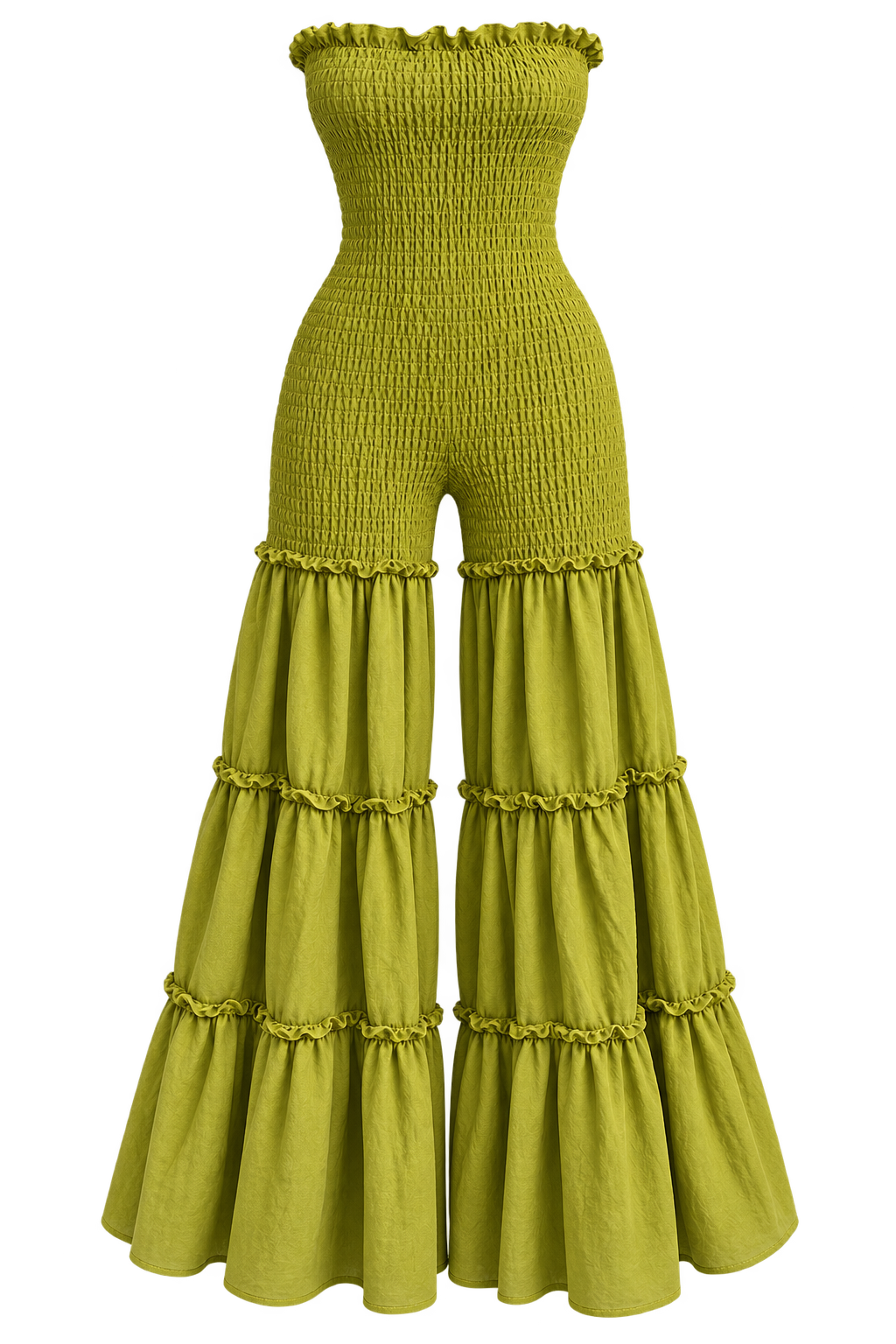SLIP IT ON RUCHED JUMPSUIT IN OLIVE     L