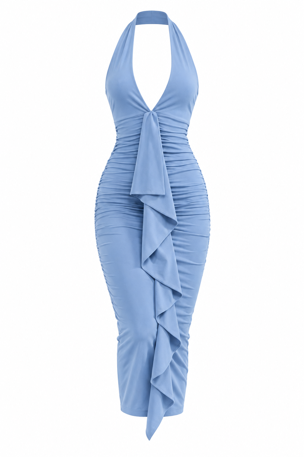 AKIRA. MAKE IT UP  METALLIC MIDI DRESS IN BLUE 1X