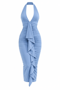 AKIRA. MAKE IT UP  METALLIC MIDI DRESS IN BLUE XL
