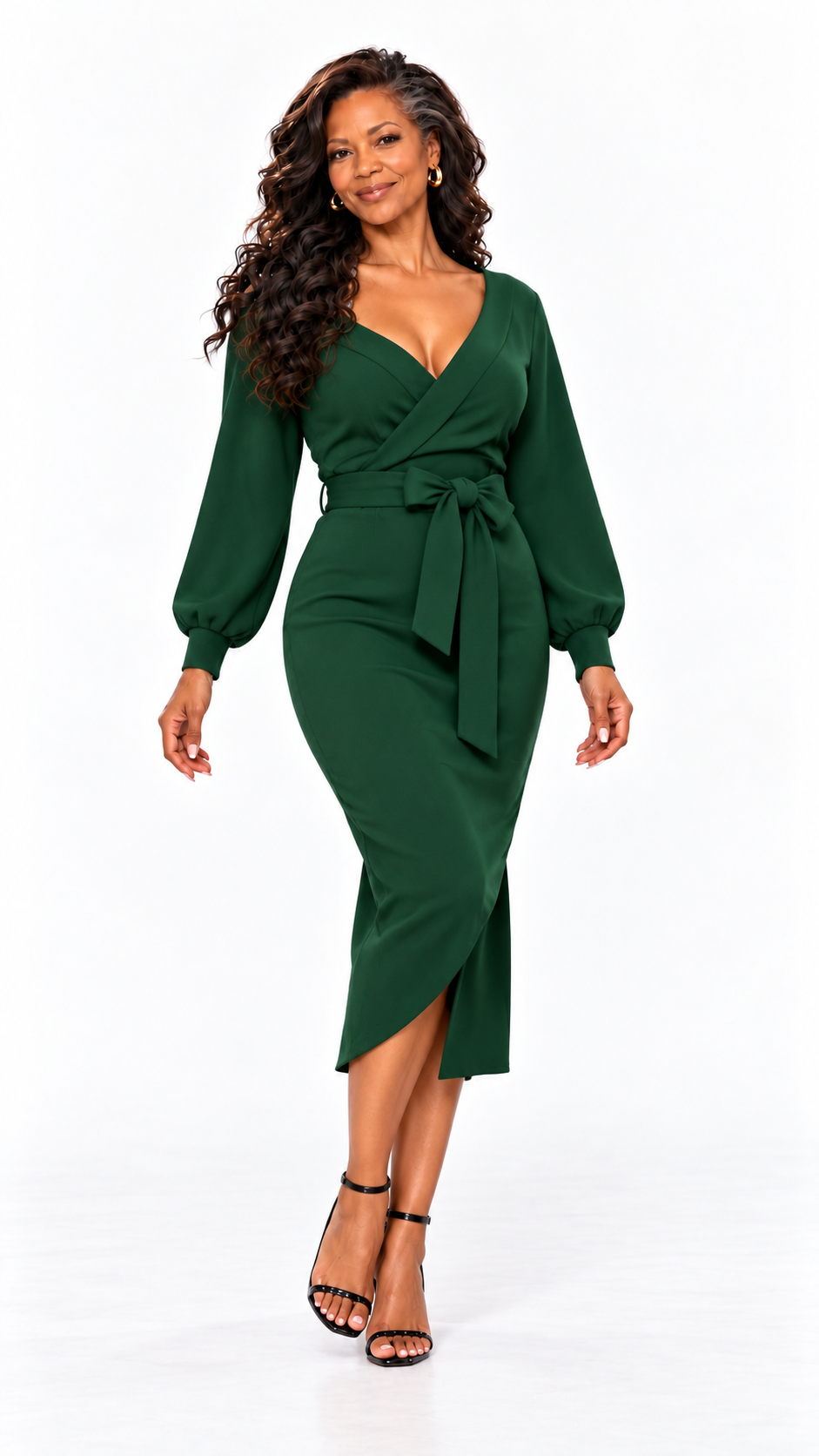 FN. Mona Sweater Midi Dress - Hunter GREEN.  1X