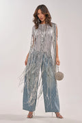 AKIRA Silver Metal DRIP CITY FRINGE TOP.  1X/2X