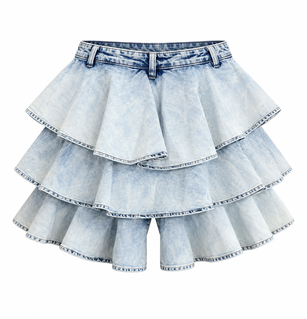 AKIRA   BRING IT ON RUFFLE DENIM SHORT    XL