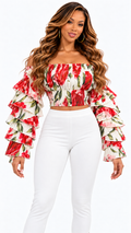 AKIRA.STRAWBERRY FIELDS OFF  SHOULDER BLOUSE  L