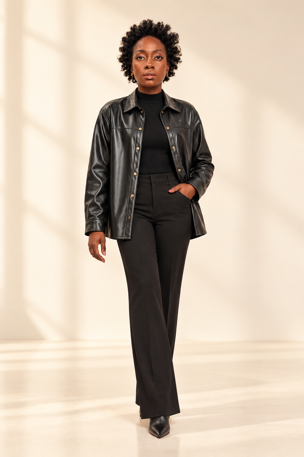 AK Black Faux Leather Top/Jacket.   XL