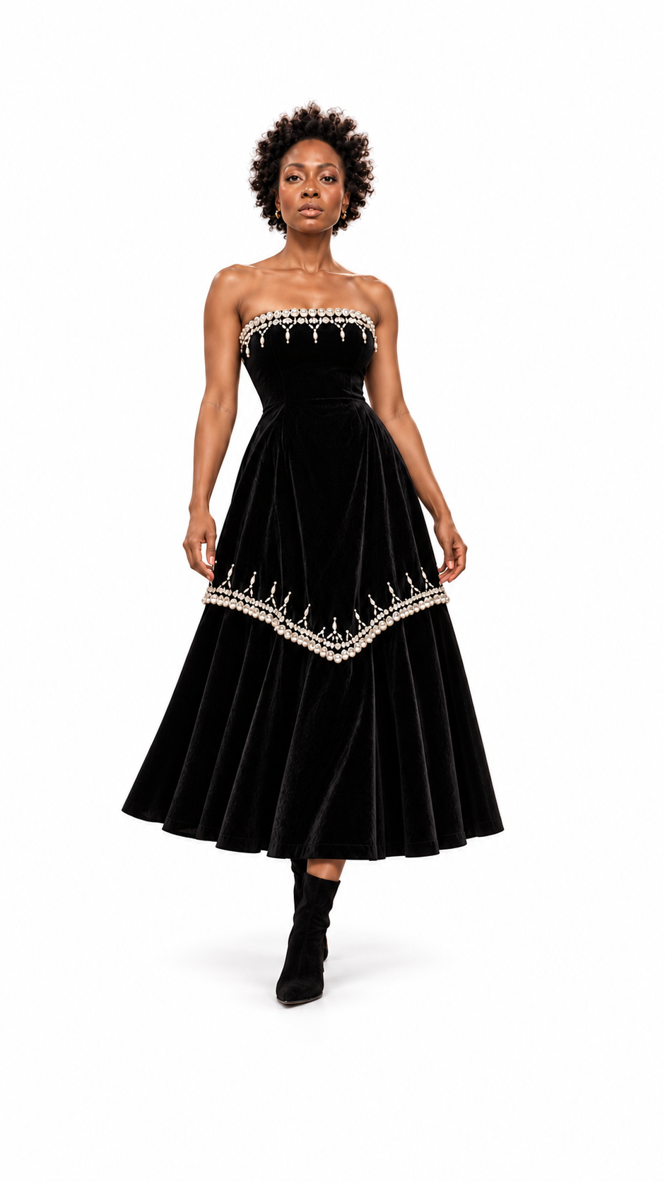 AK Black Velvet Dress w/ Bling.    1X