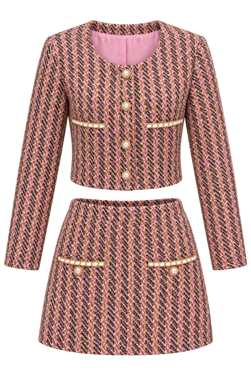 AK Pink/Multi Pattern Tweed Skirt w/ Pearl.  XL