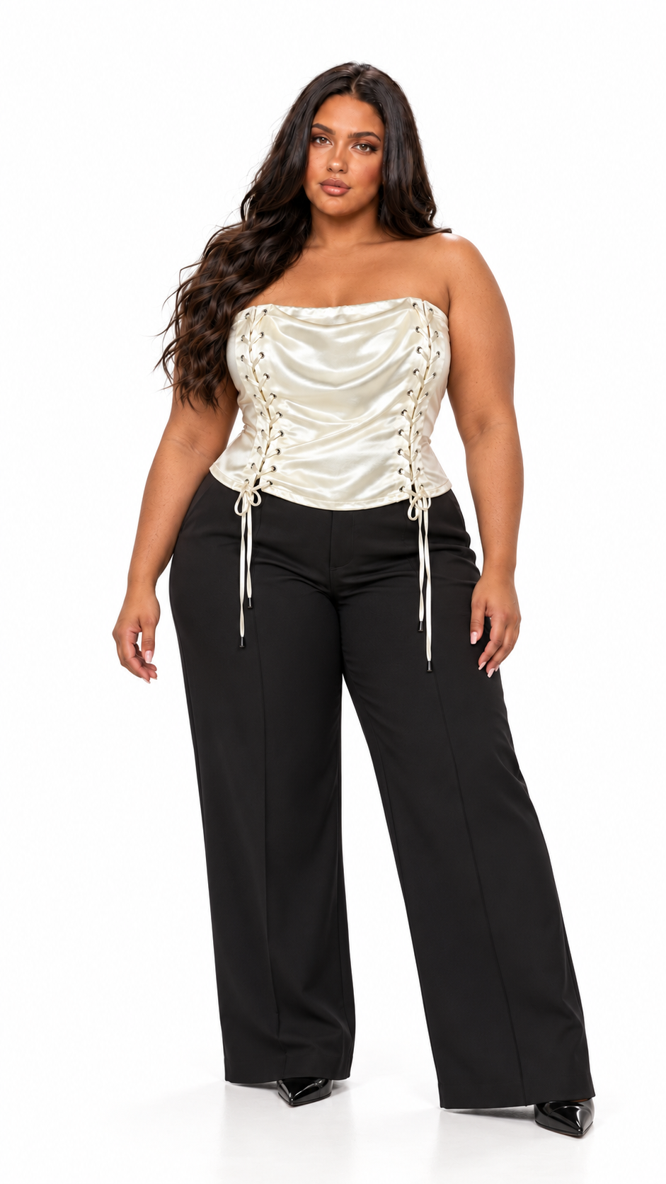 SATIN AFFAIR LACE UP CORSET.    1X
