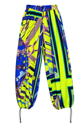 AKIRA. BLUE AND LIME BIG ENERGY RELAXED PANT    1X