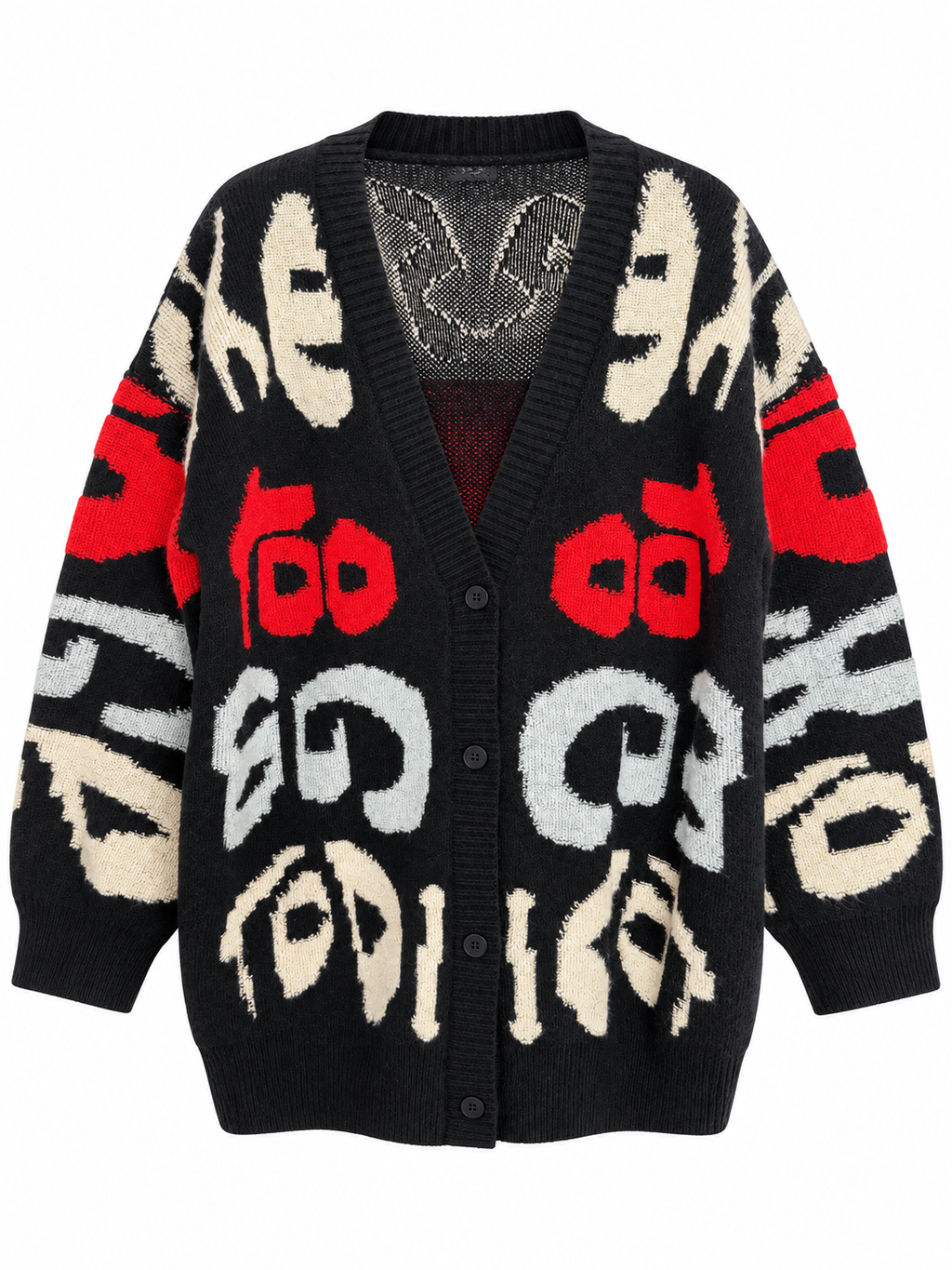 AKIRA RED AND BLACK HOUNDSTOOTH CARDIGAN TOP.