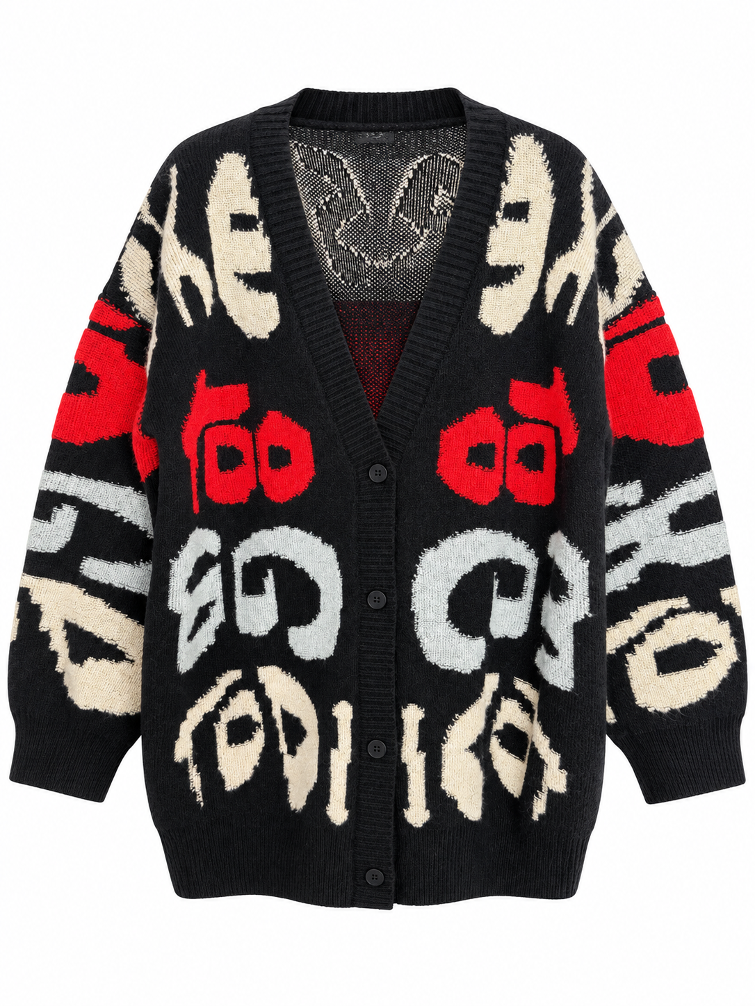 AKIRA RED AND BLACK HOUNDSTOOTH CARDIGAN TOP.