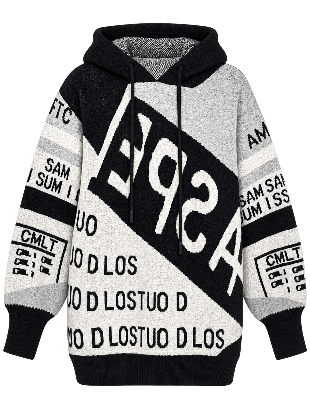 AK Grey and Black Knit Hooded Sweater.   M