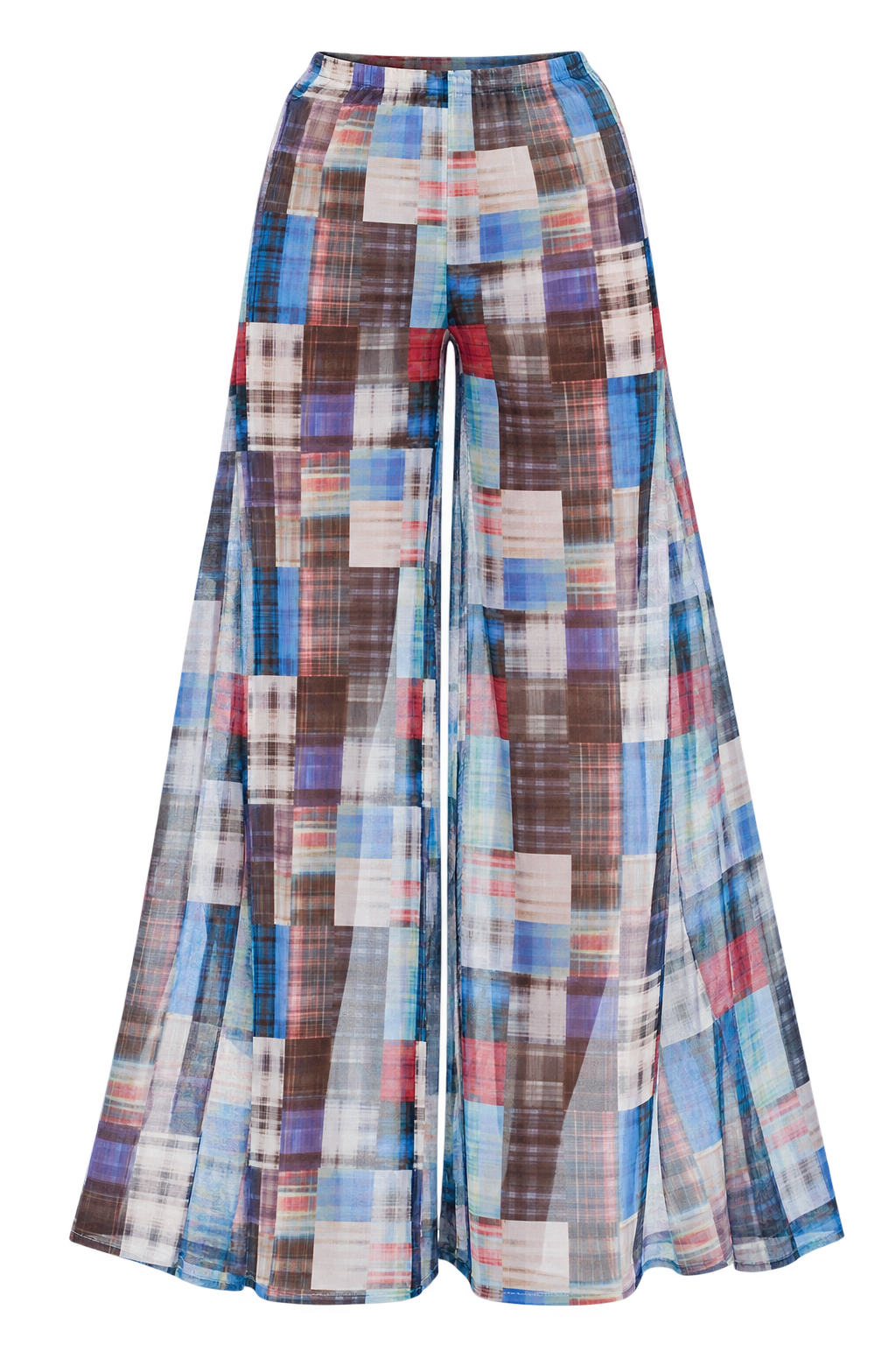 AKIRA.  LIVING THE LIFE PLAID MESH PALAZZO PANT XL