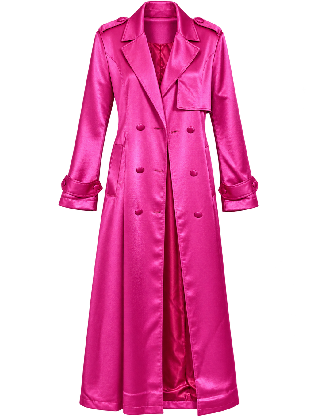 AK Fuchsia Satin Trench Jacket.    S