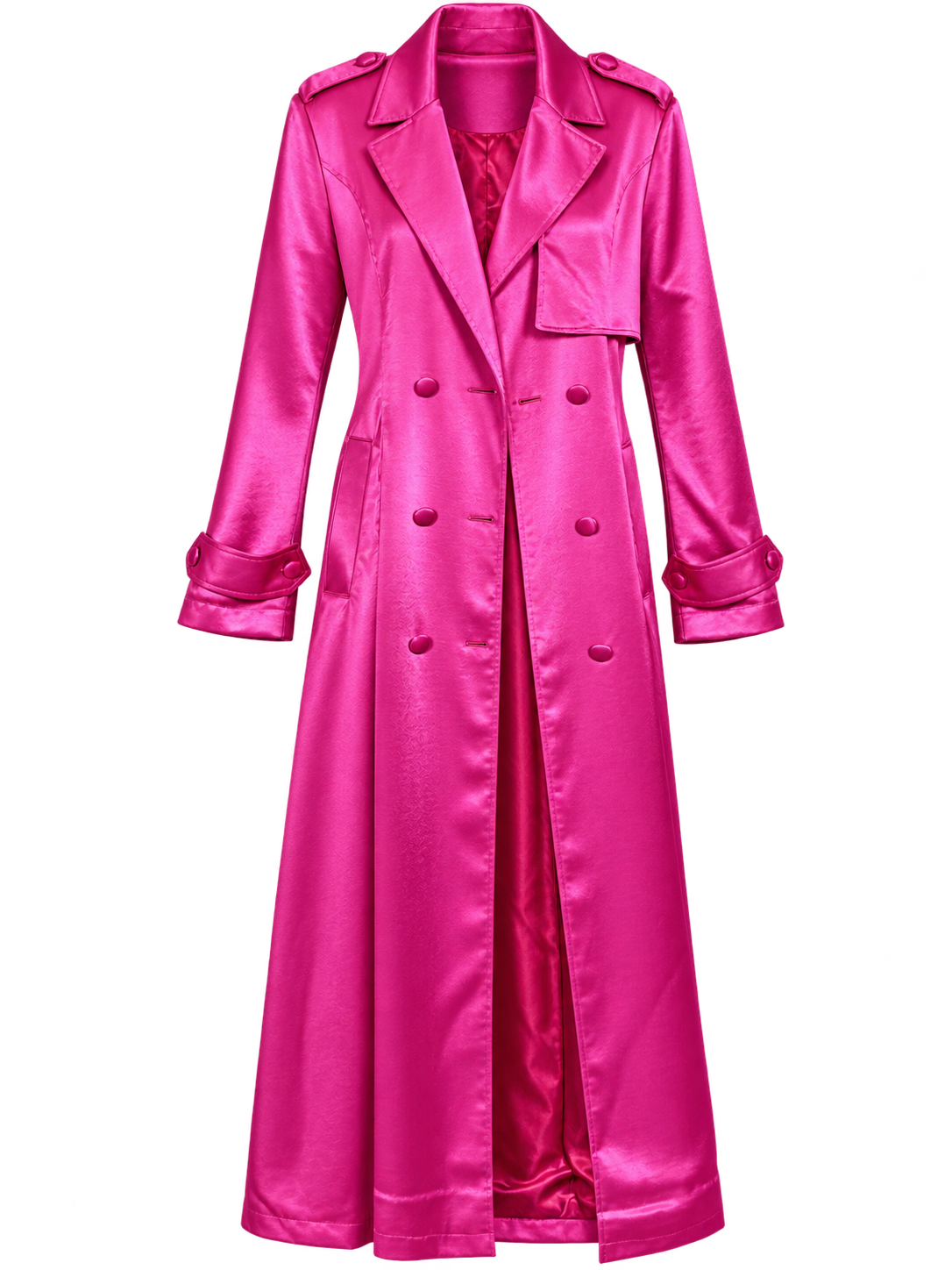 AK Fuchsia Satin Trench Jacket.    S