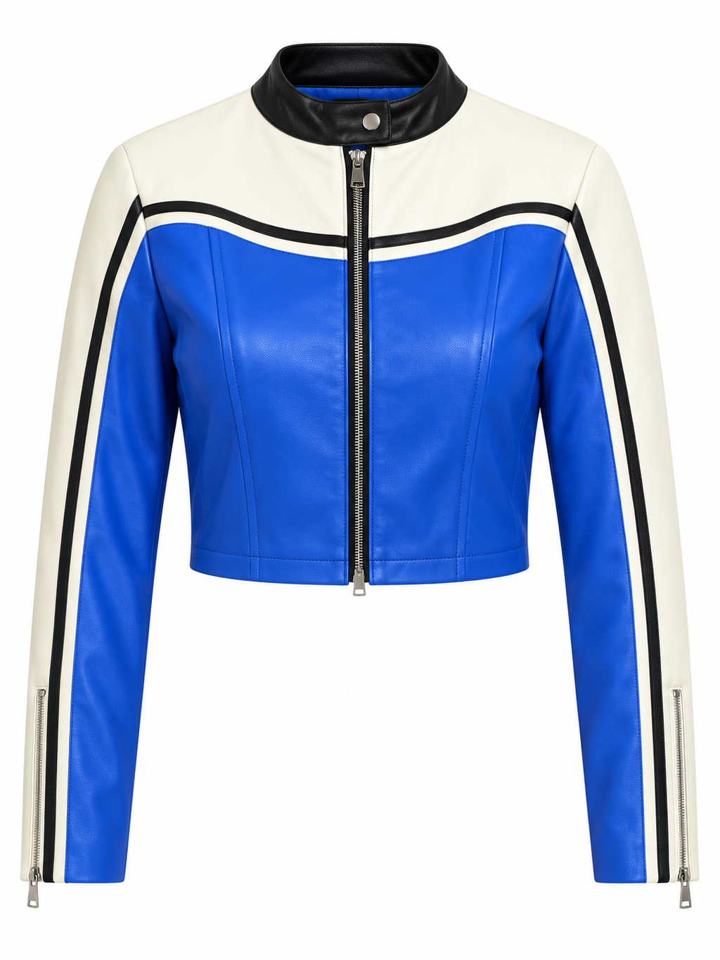 AKIRA BLUE ANS WHITE HALF MOTO JACKET.  XL