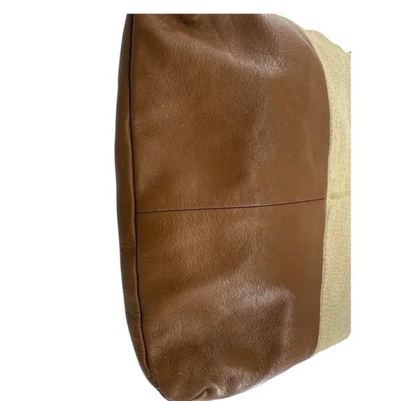 1 - 6  B. Makowsky (Pre-Owned) Women’s Leather Tote Bag Brown/Gold/Tan One Size