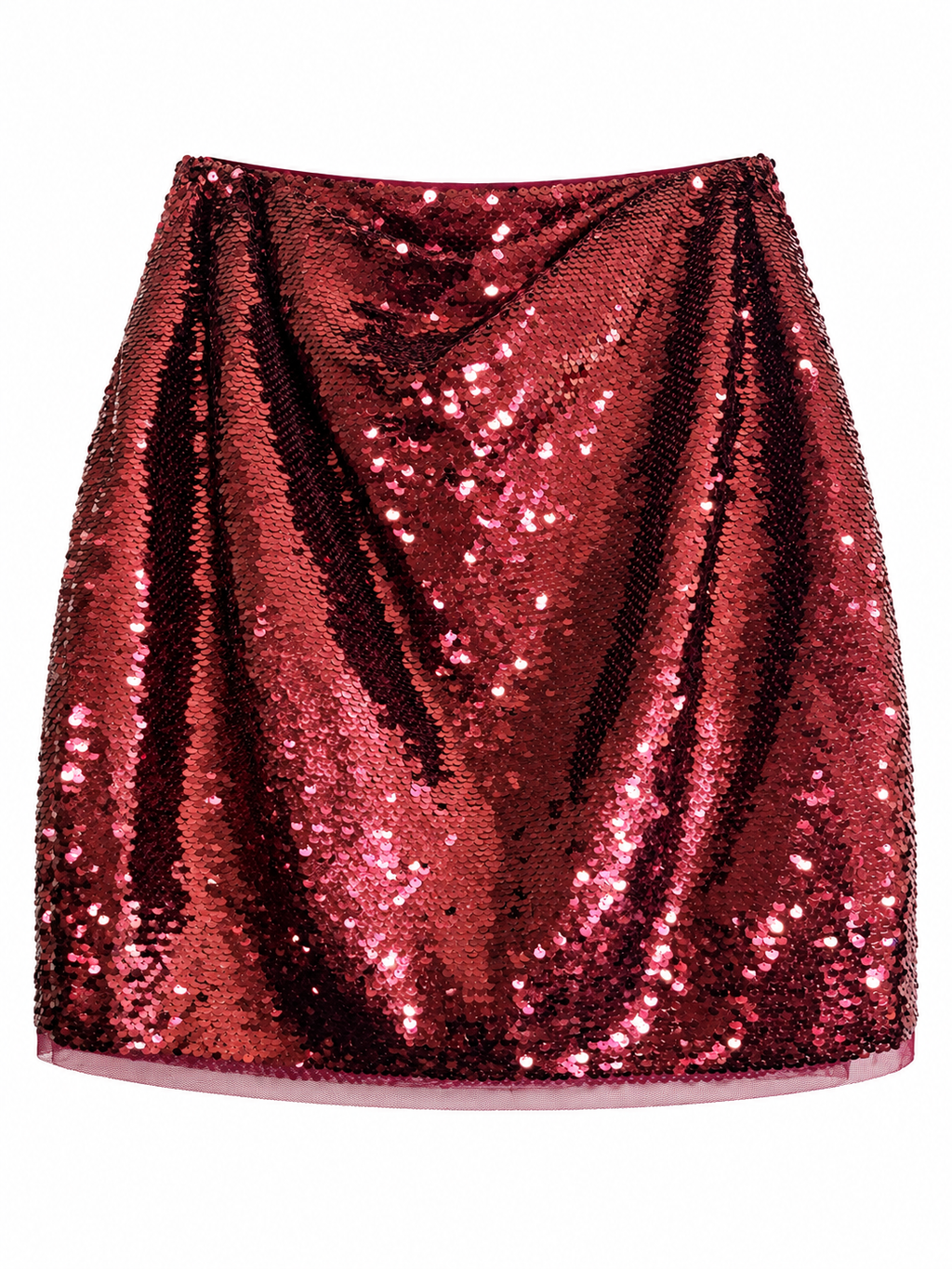 HM BURGUNDY SEQUINED SKIRT.     14