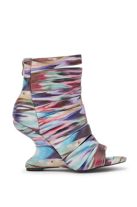 AZW JOHANNES MULTI RAINBOW WEDGE OPEN BOOTIE 10