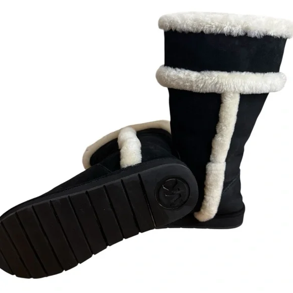1 - 2 Michael Kors Black Suede Shearling Tall Boots – Women’s Size 10 M (Pre-Owned)