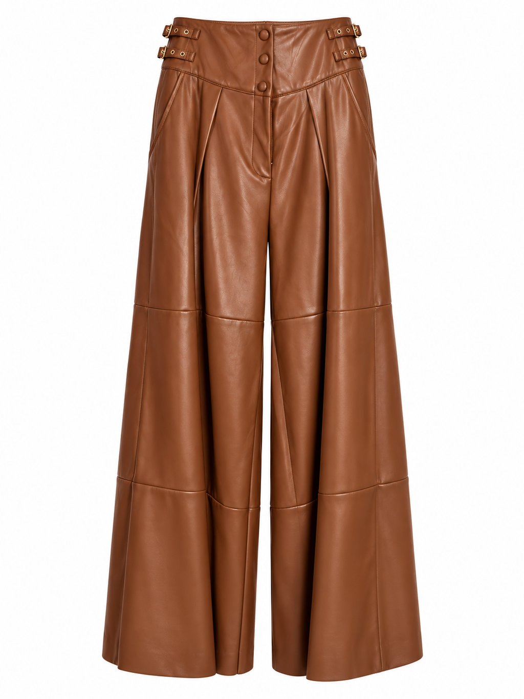 AKIRA BROWN FAUX LEATHER WIDE LEG PANTS   L