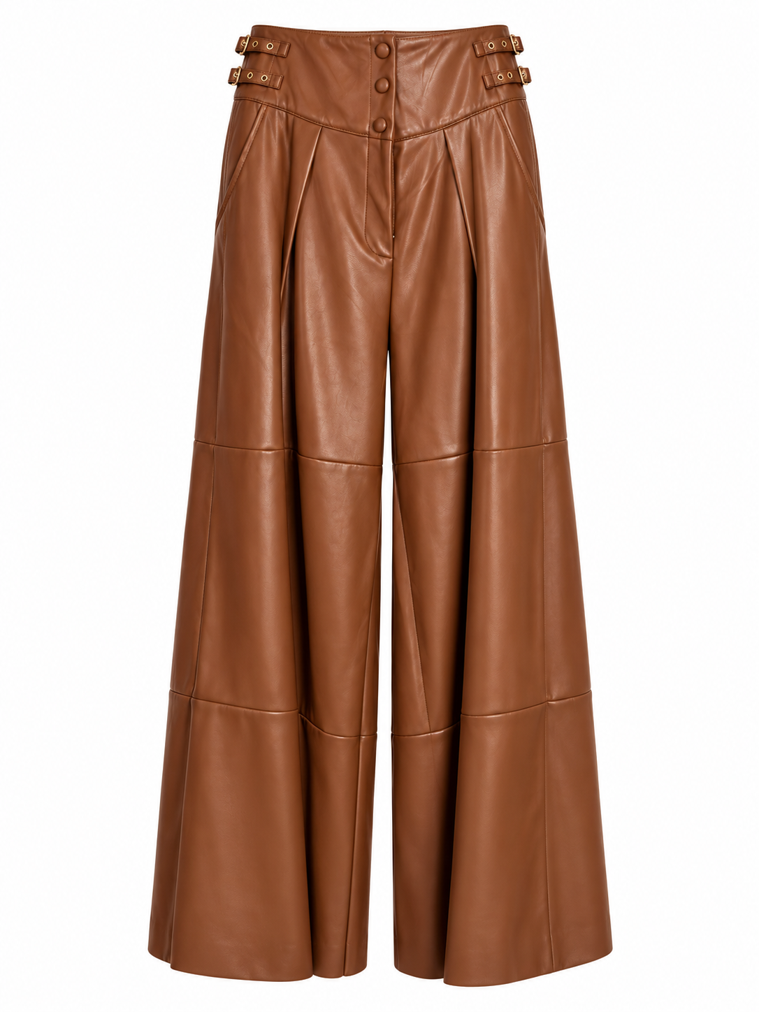 AKIRA BROWN FAUX LEATHER WIDE LEG PANTS   L