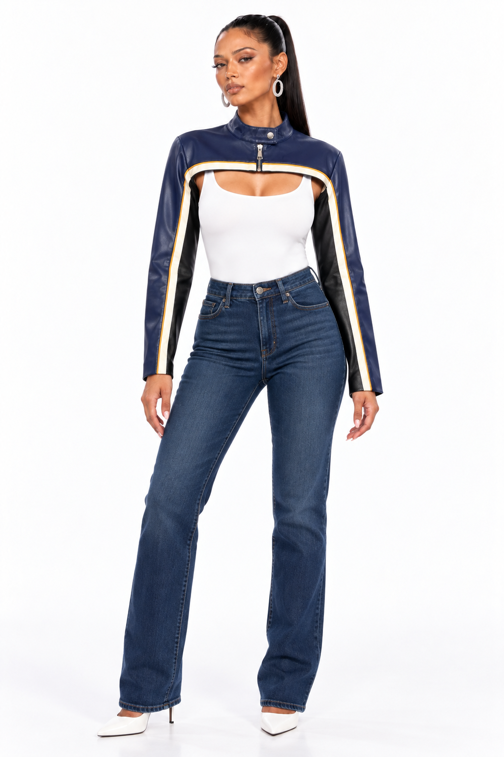 AKIRA DRK BLUE BOLERO MOTO 1/4 JACKET. 2X