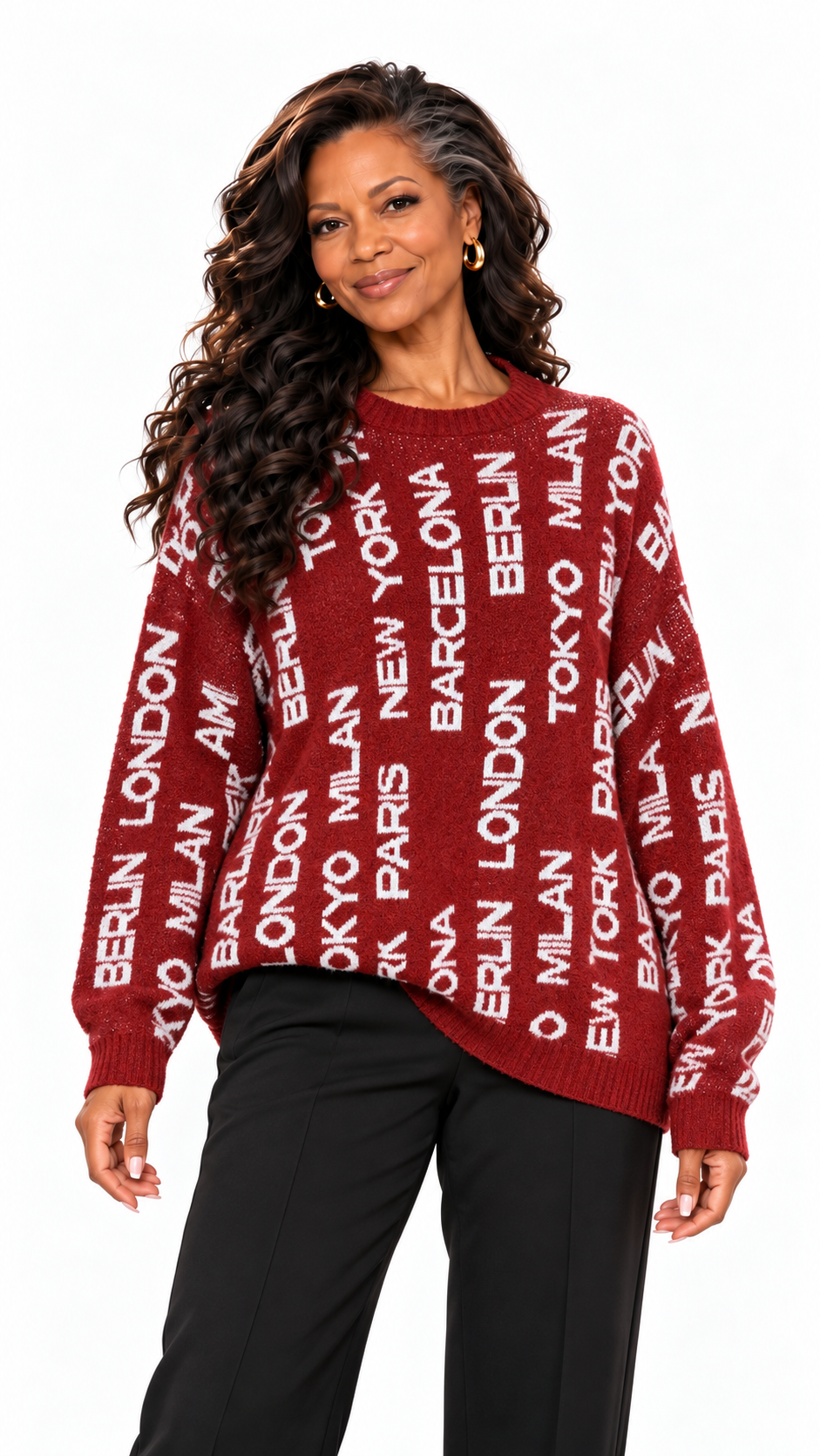 AKIRA Burgundy City Name Sweater.   1X/2X