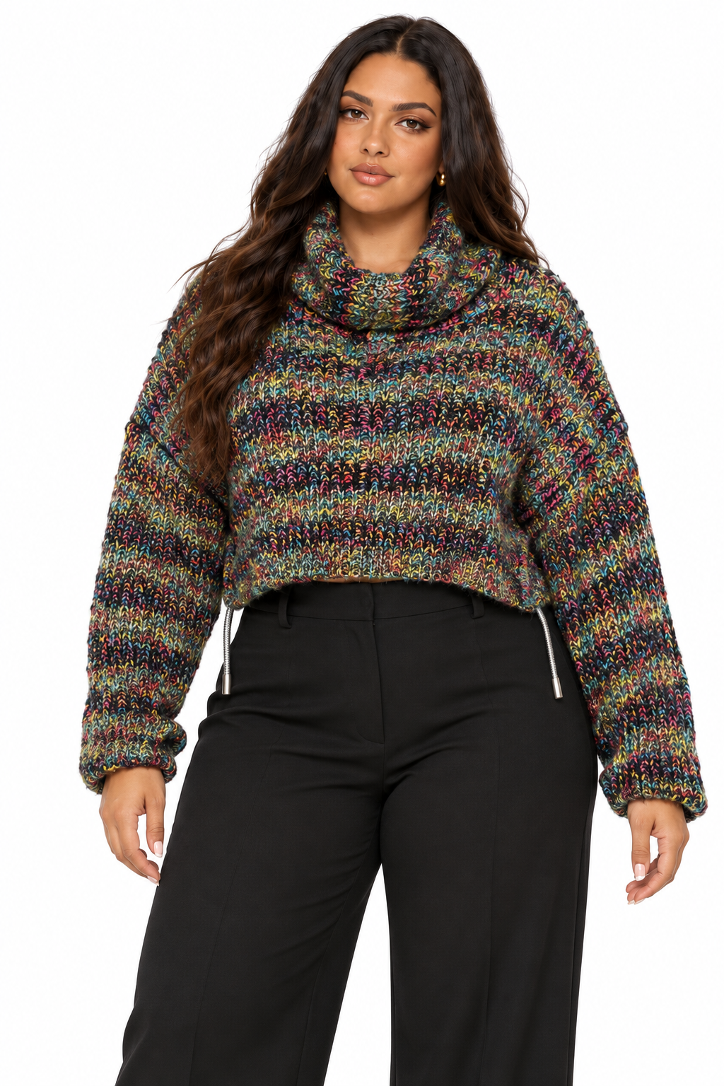 AKIRA.  MULTI COLOR TURTLE NECK SWEATER.  S/M