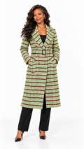 AKIRA GREEN NWITH RED TWEED OVERCOAT.