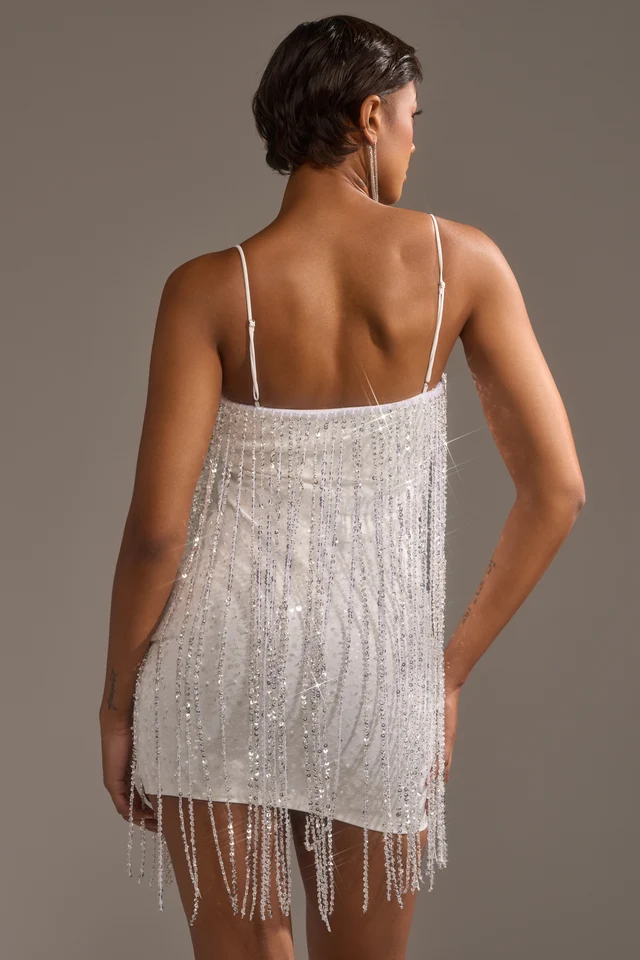 AK  CAME THRU DRIPPIN' FRINGE MINI DRESS.  M