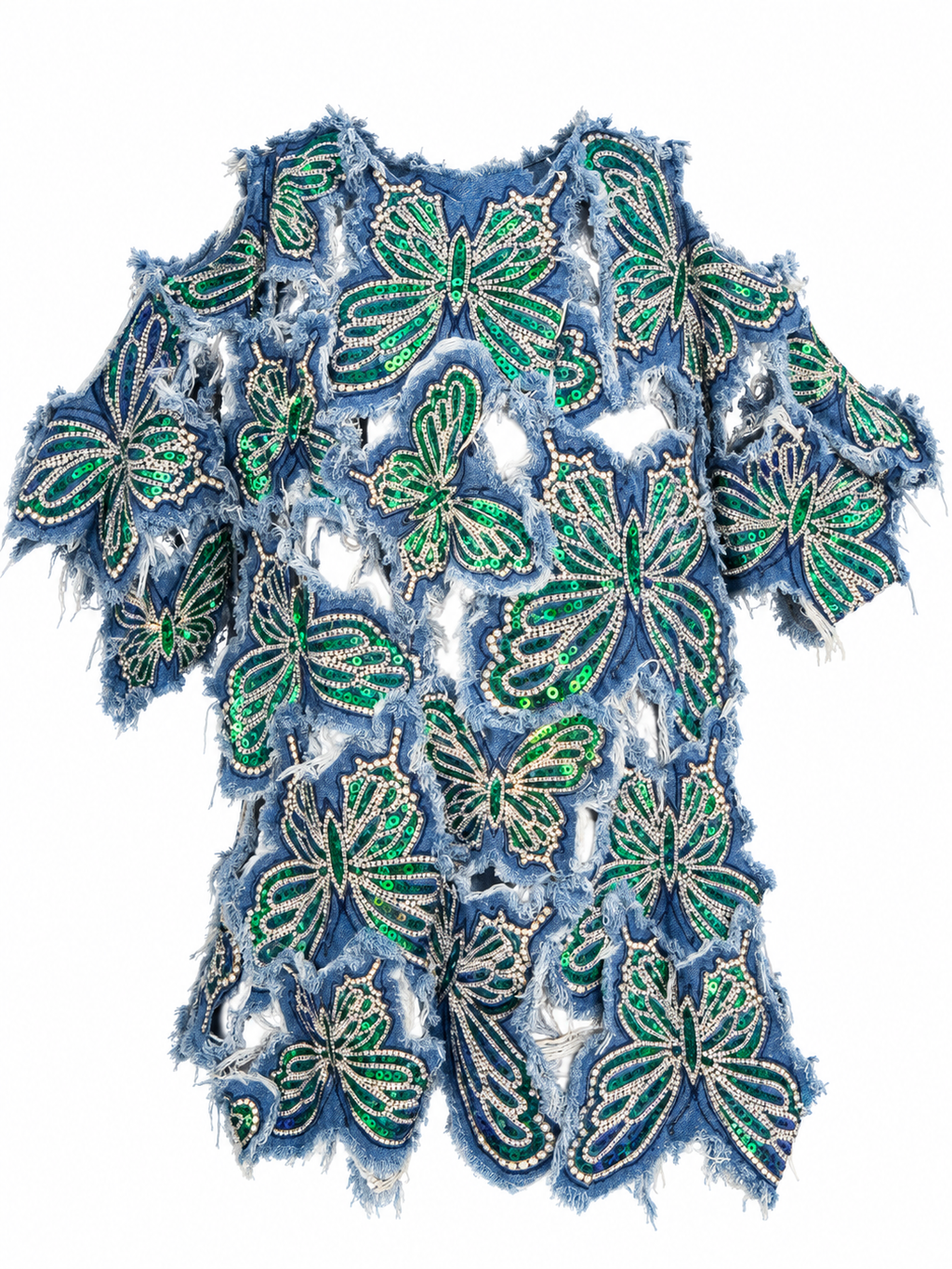 AKIRA  BLUE SEQUIN TOP.  S/M