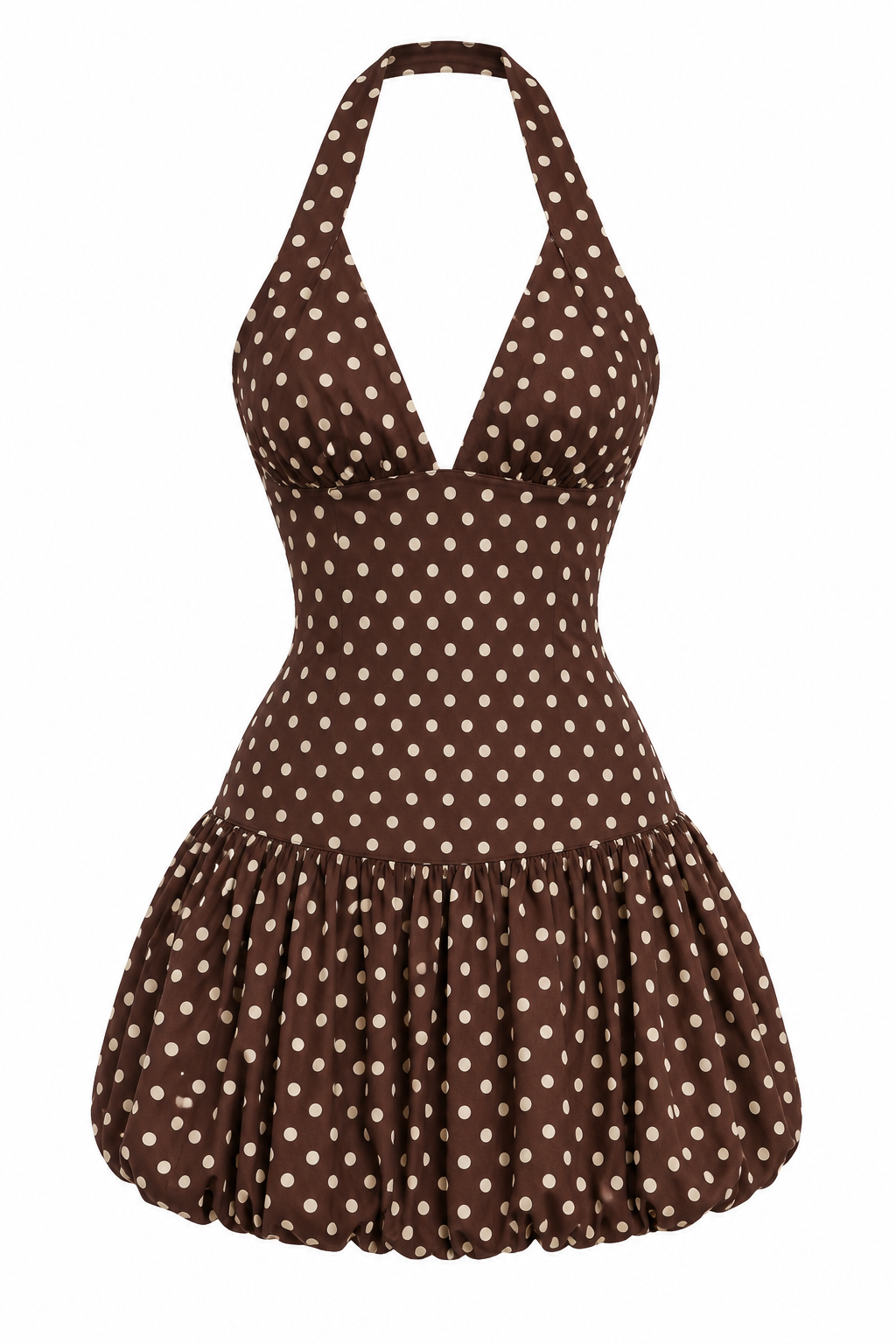 FN Polina Polka Dot Bubble Mini Dress - Chocolate/Combo XL