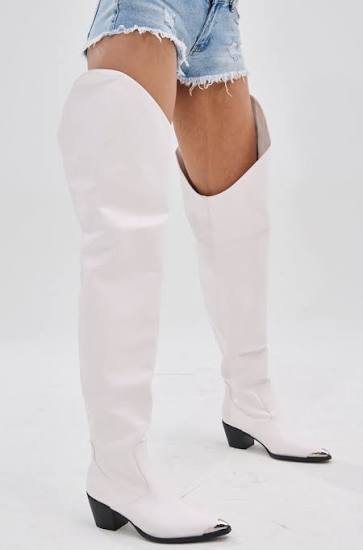 AK Ria White Over Thigh Boots.    7.5