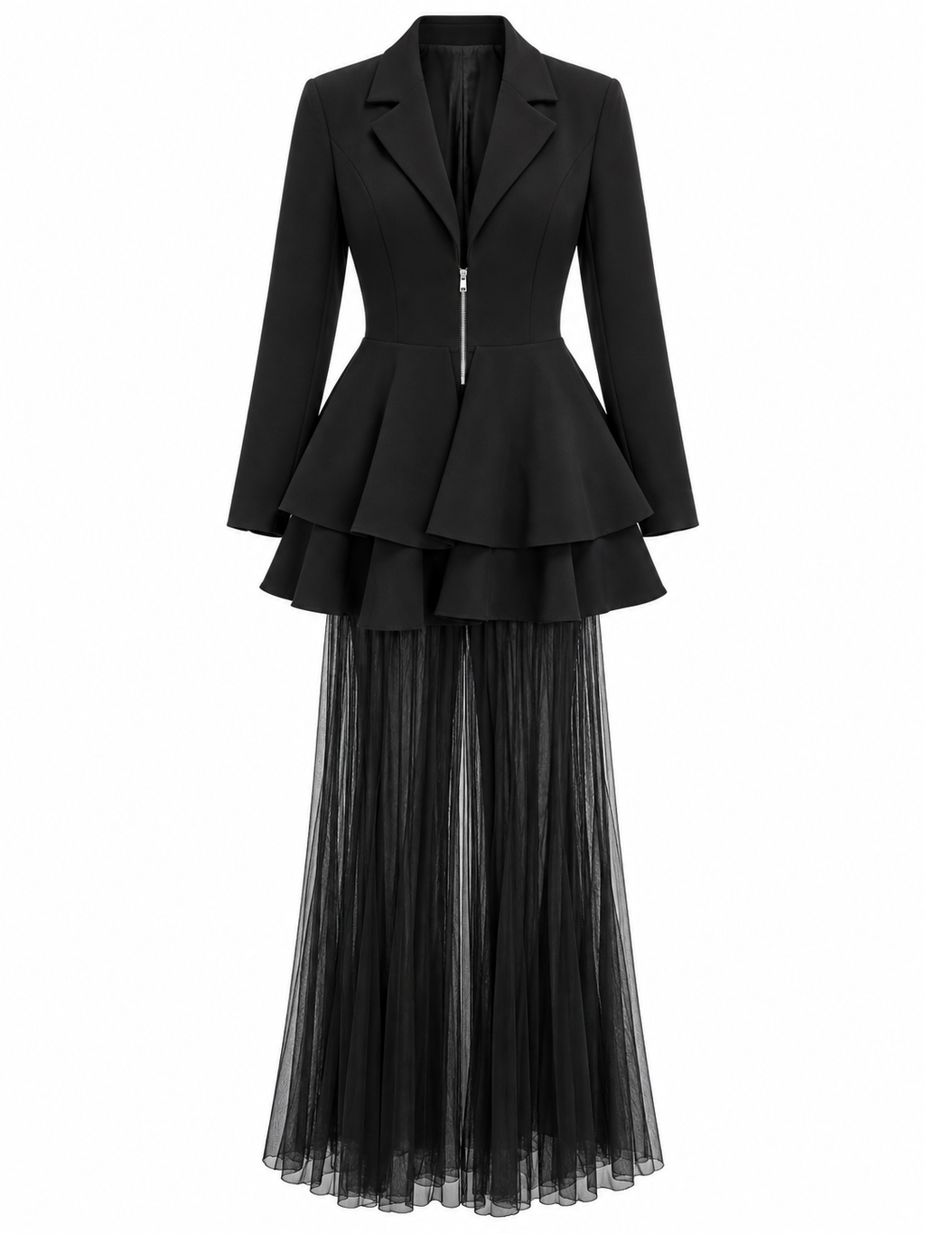AKIRA BLACK BLAZER AND LACE PANT ONE PIECE.   XL