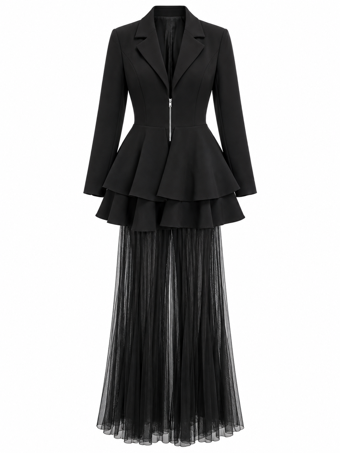 AKIRA BLACK BLAZER AND LACE PANT ONE PIECE.   XL