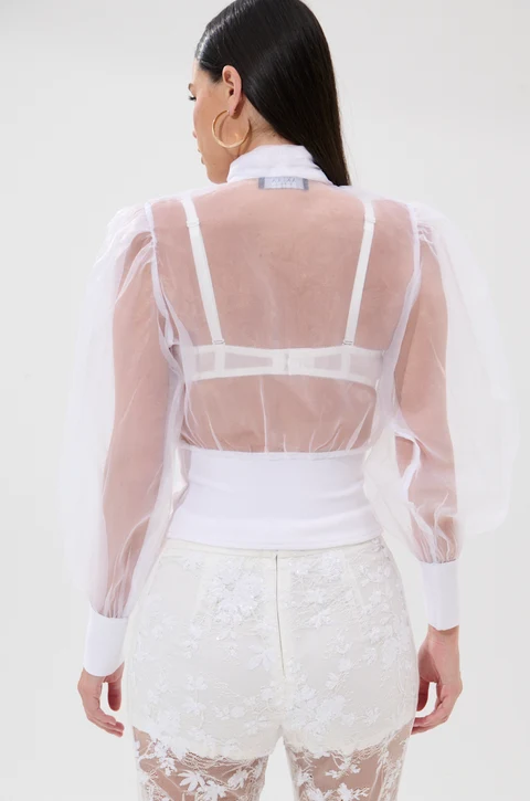 DANCE AND SHAKE BLOUSE WITH BOW IN WHITE.   1X