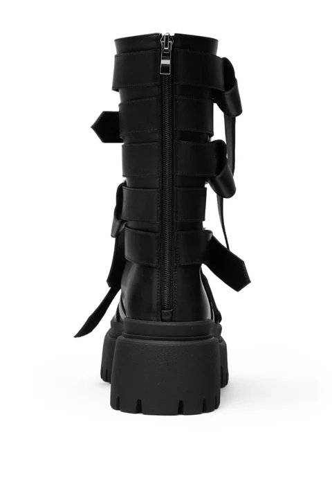 AZALEA WANG ALCETASA BLACK COMBAT BOOTIE  8