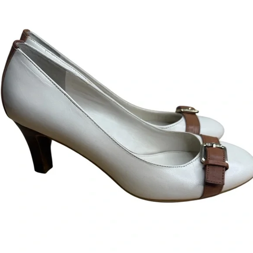 1 - 9 Lauren Ralph Lauren (Pre-Owned) Cream & Tan Buckle Pumps – Women’s Size 6