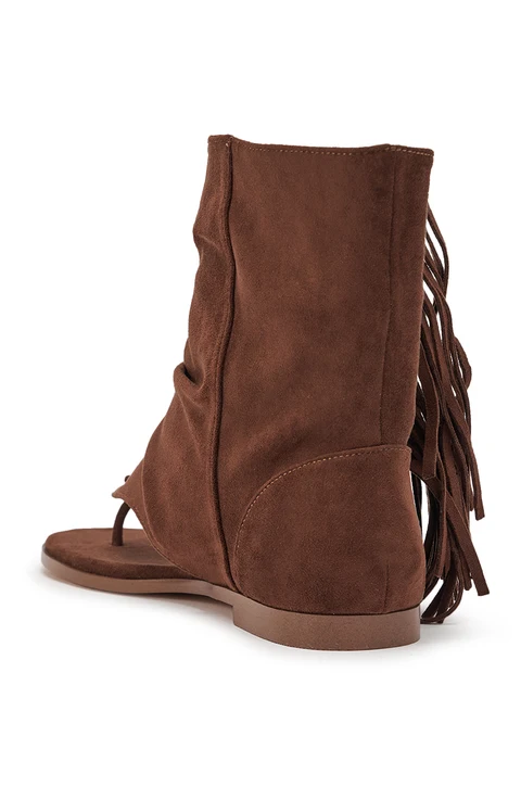 AZALEA WANG FIDDA CHOCOLATE GLADIATOR FLAT SANDAL 8