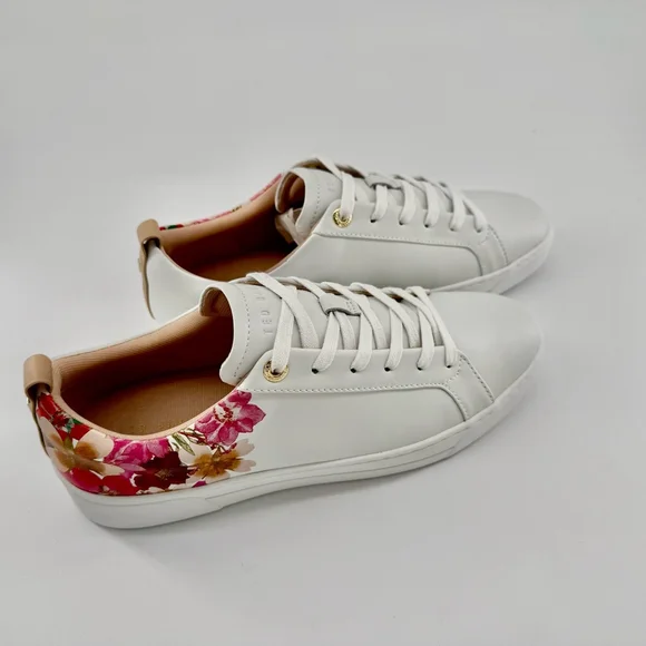 1 - 10 Ted Baker Women’s Sneakers White Floral Accent  (NWOB)