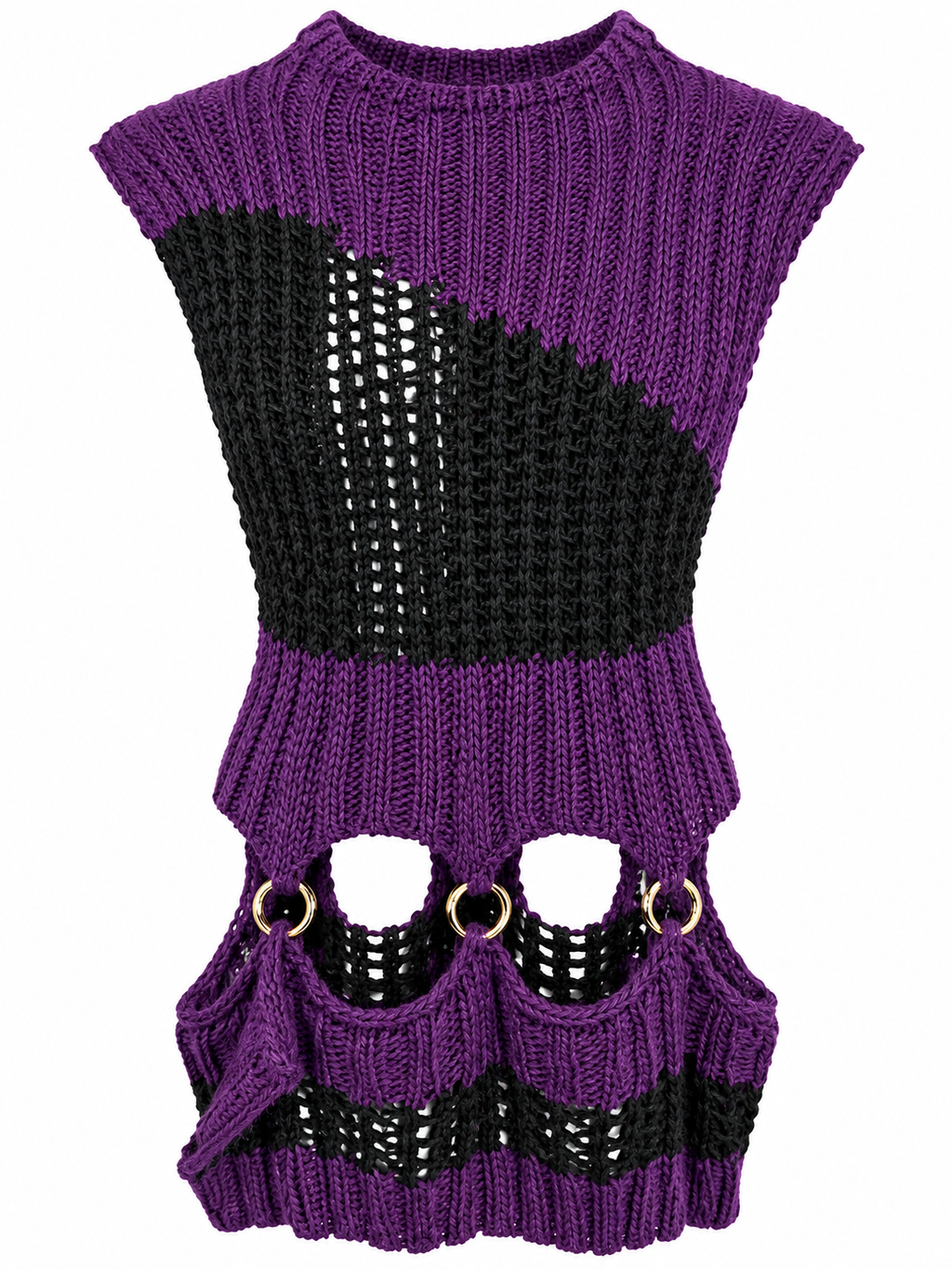 AKIRA PURPLE & BLACK RING KNIT SWEATEWR TOP.  L/XL
