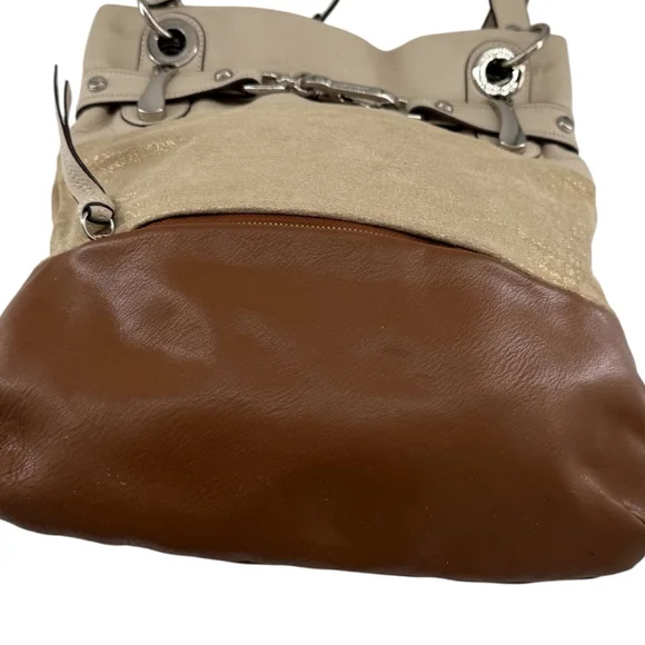 1 - 6  B. Makowsky (Pre-Owned) Women’s Leather Tote Bag Brown/Gold/Tan One Size