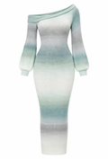 FN   Shyanne Sweater Midi Dress - Green/Grey.  1X