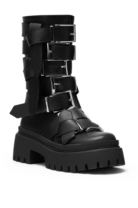 AZALEA WANG ALCETASA BLACK COMBAT BOOTIE  8