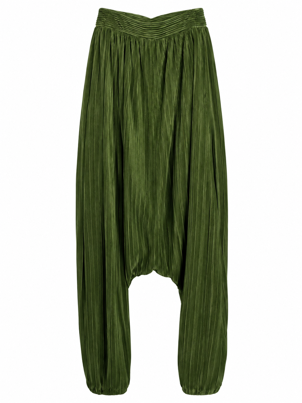 AKIRA GREEN SATIN RIBBED SULTAN PANTS.  XL
