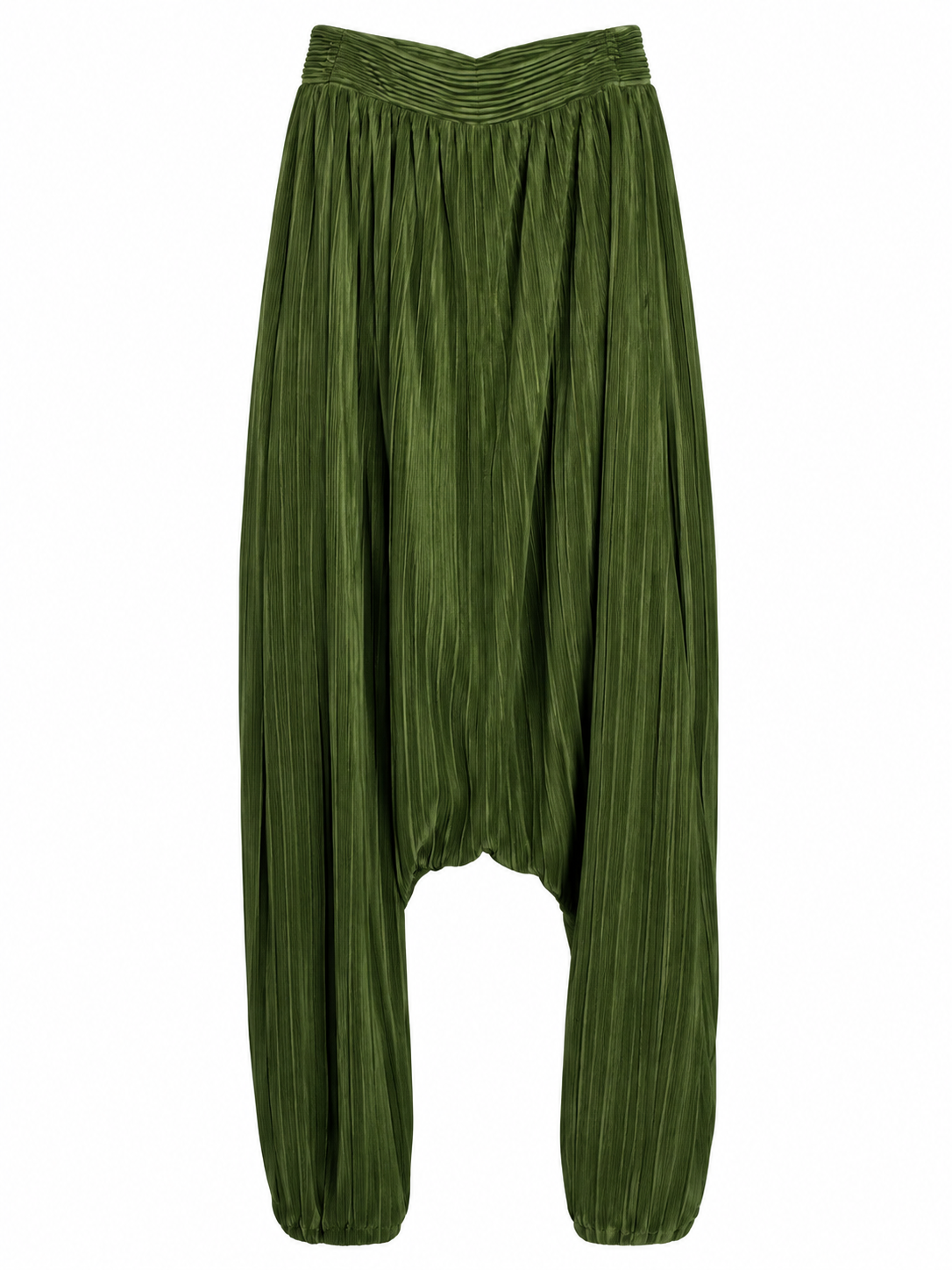 AKIRA GREEN SATIN RIBBED SULTAN PANTS.  XL