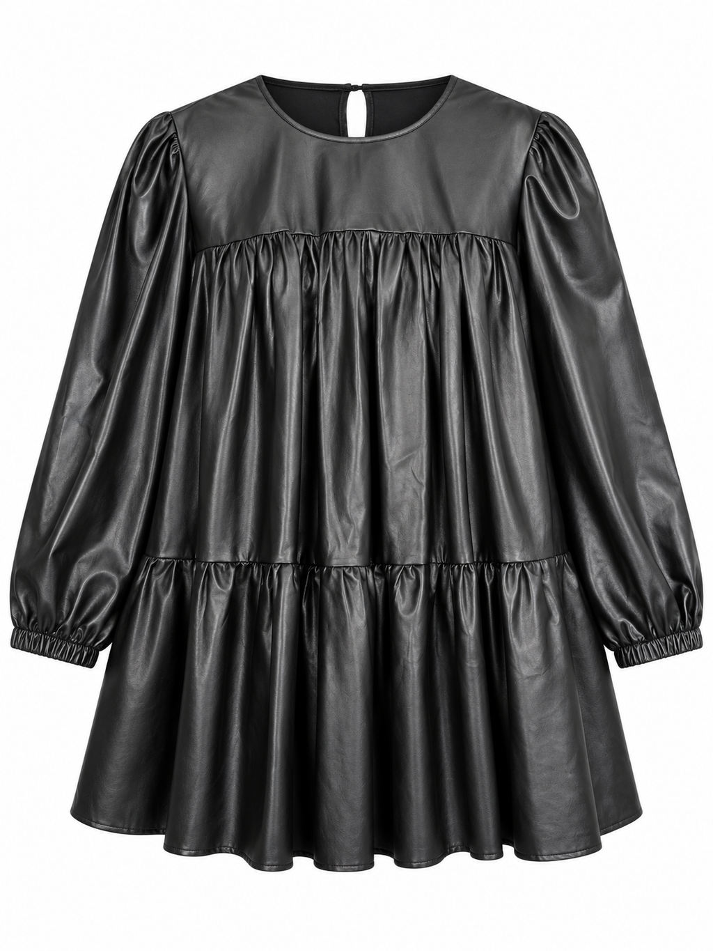 ShC. BLACK FAUX LEATHER DRESS.  2XL