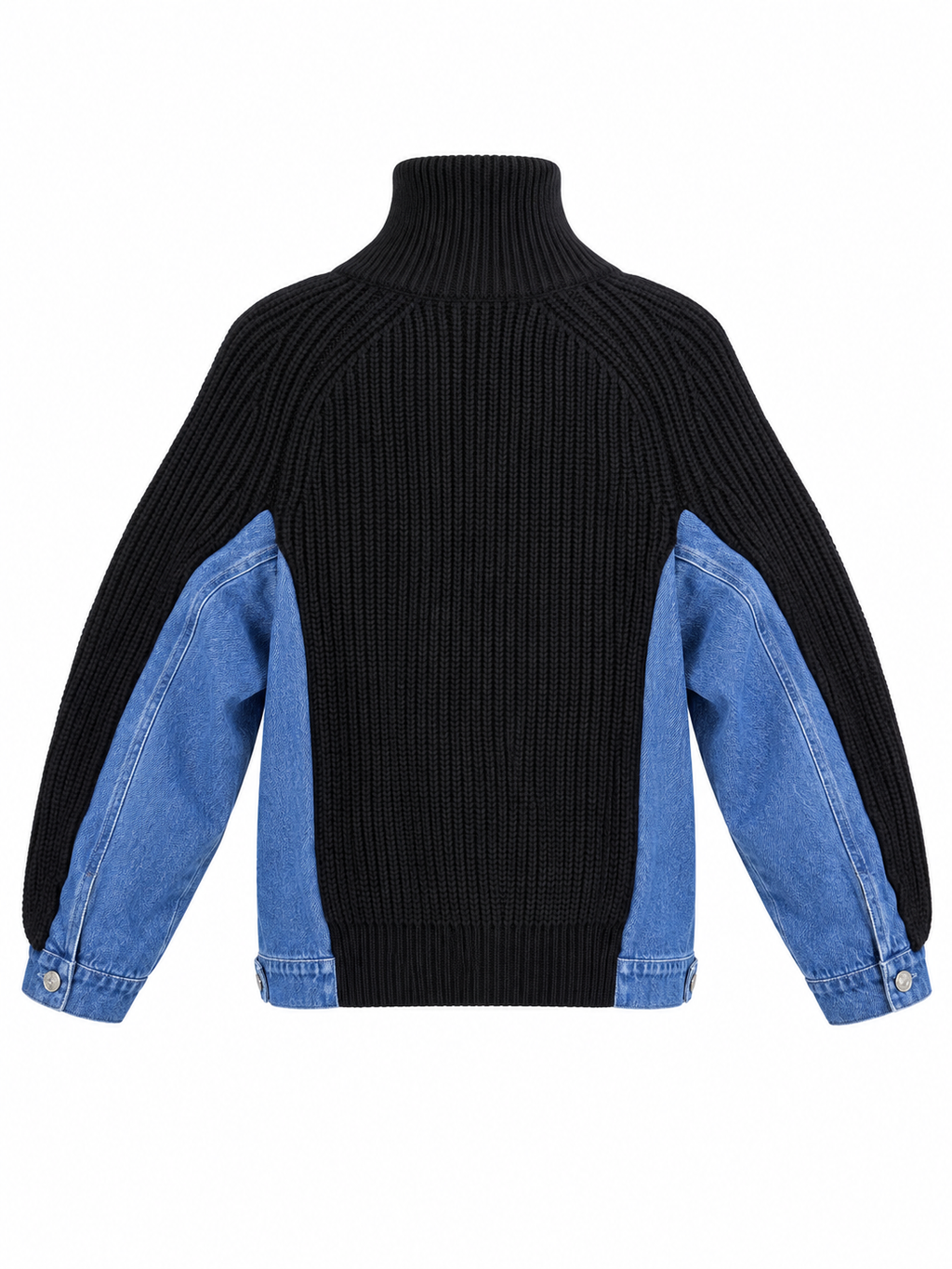AKIRA Black and Blue Denim and Knit Jacket.   L