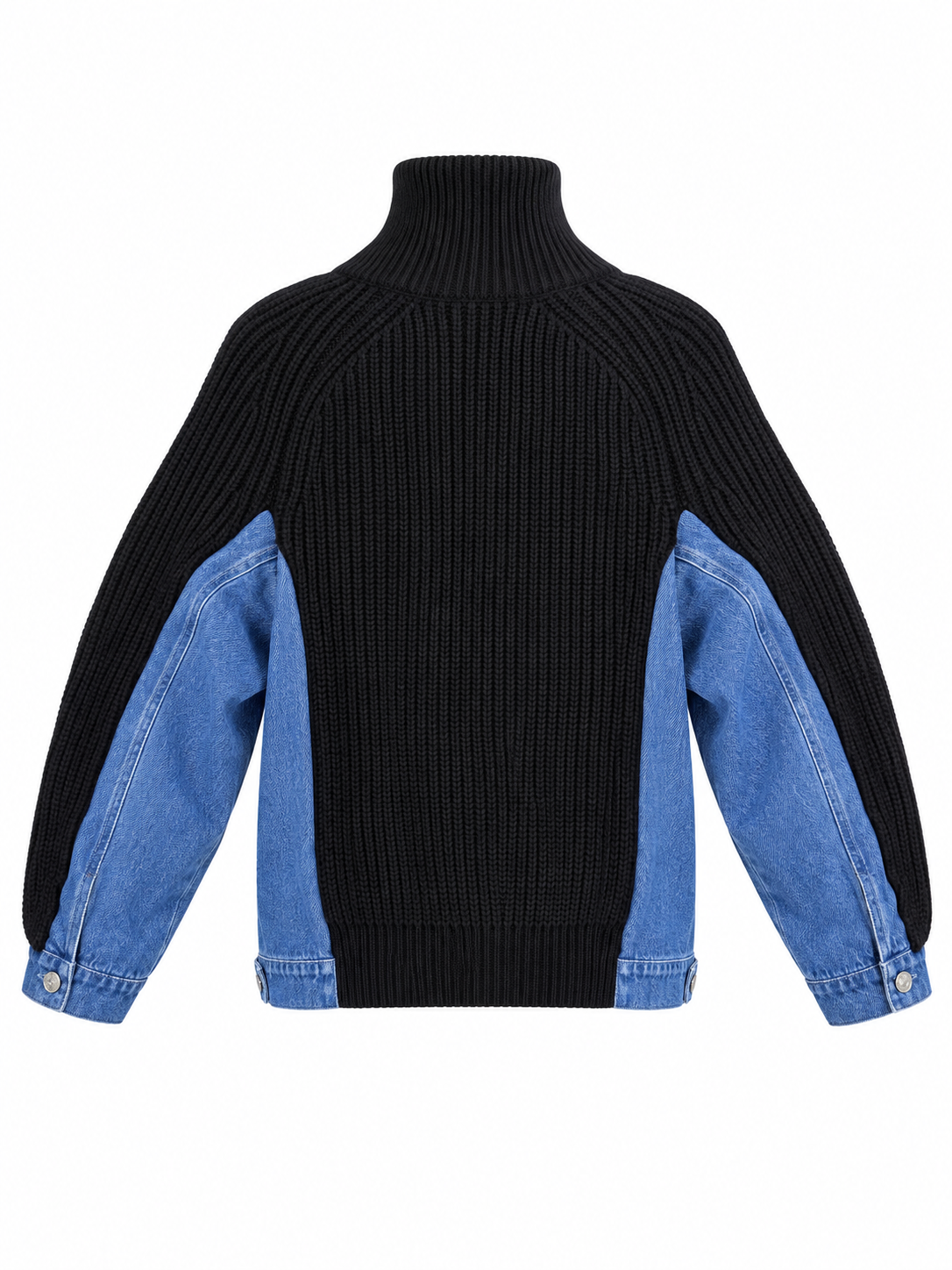 AKIRA Black and Blue Denim and Knit Jacket.   L